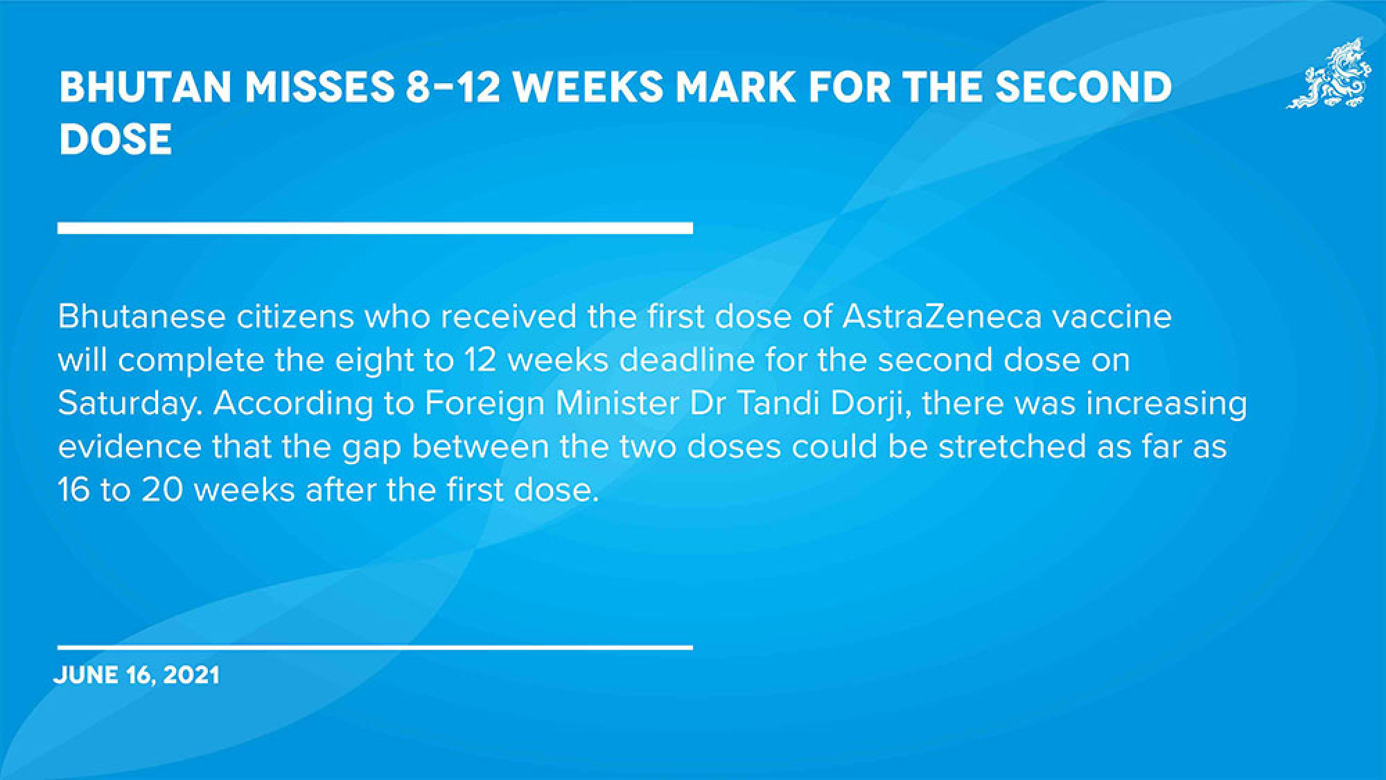 Bhutan misses 8-12 weeks mark for the second dose