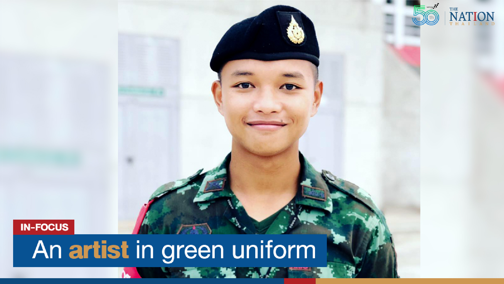 An artist in green uniform