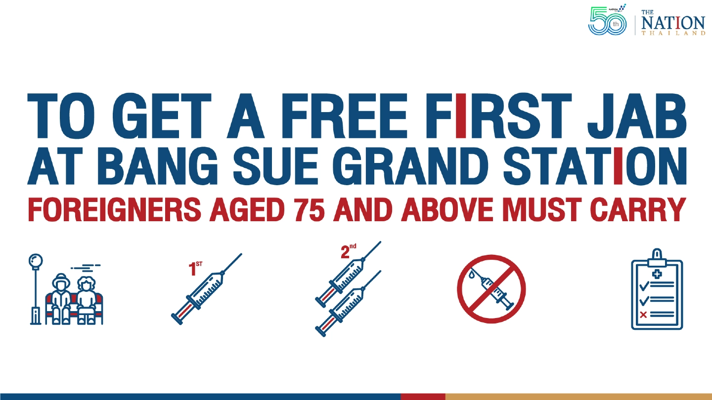 First jab available for expats aged 75+ at Bang Sue Grand Station First jab available for expats aged 75+ at Bang Sue Grand Station