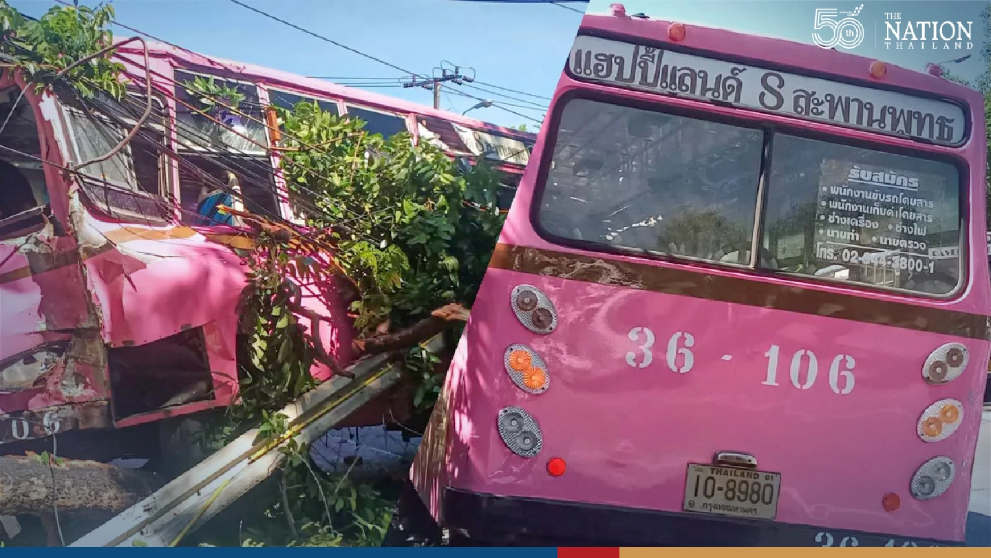 Bangkok area suffers power outage as bus rams into electric posts