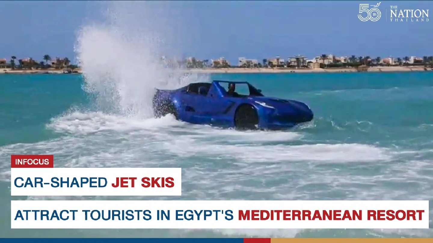 Car-shaped jet skis attract tourists in Egypts Mediterranean resort