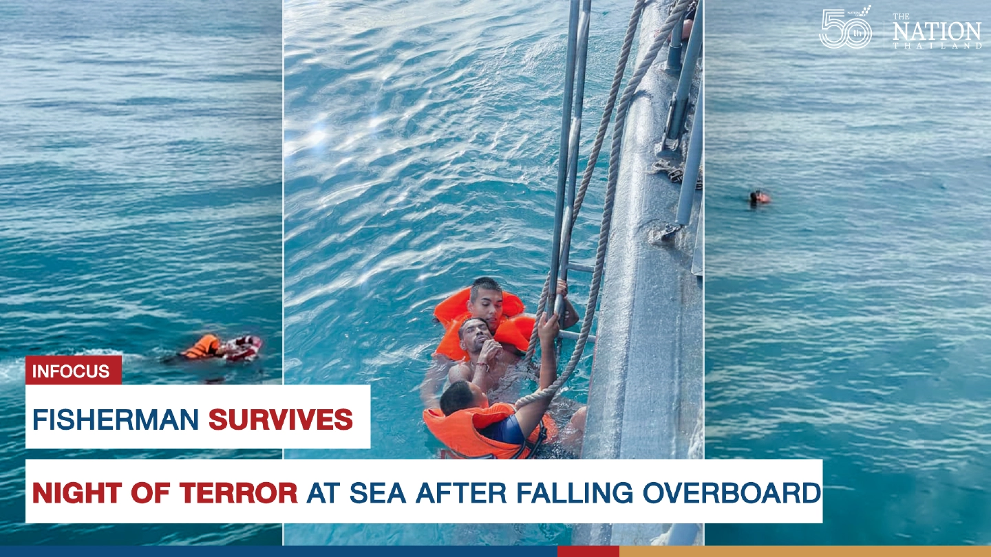 Fisherman survives night of terror at sea after falling overboard