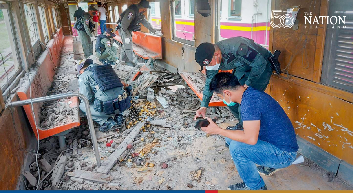 Cargo train damaged after attack by suspected insurgents in Narathiwat
