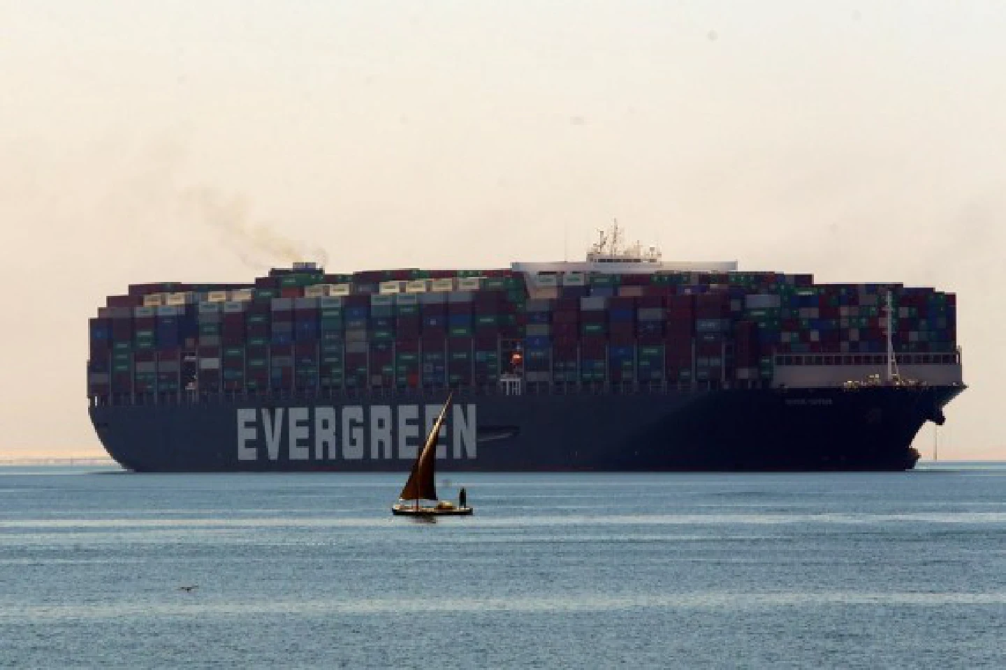 Container ship Ever Given crosses Suez Canal for return trip