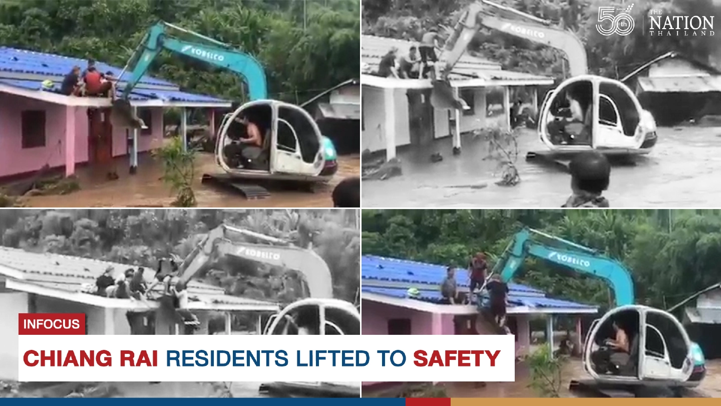 Chiang Rai residents lifted to safety