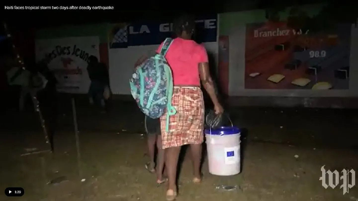 Haiti earthquake survivors, stranded by storm, search for shelter