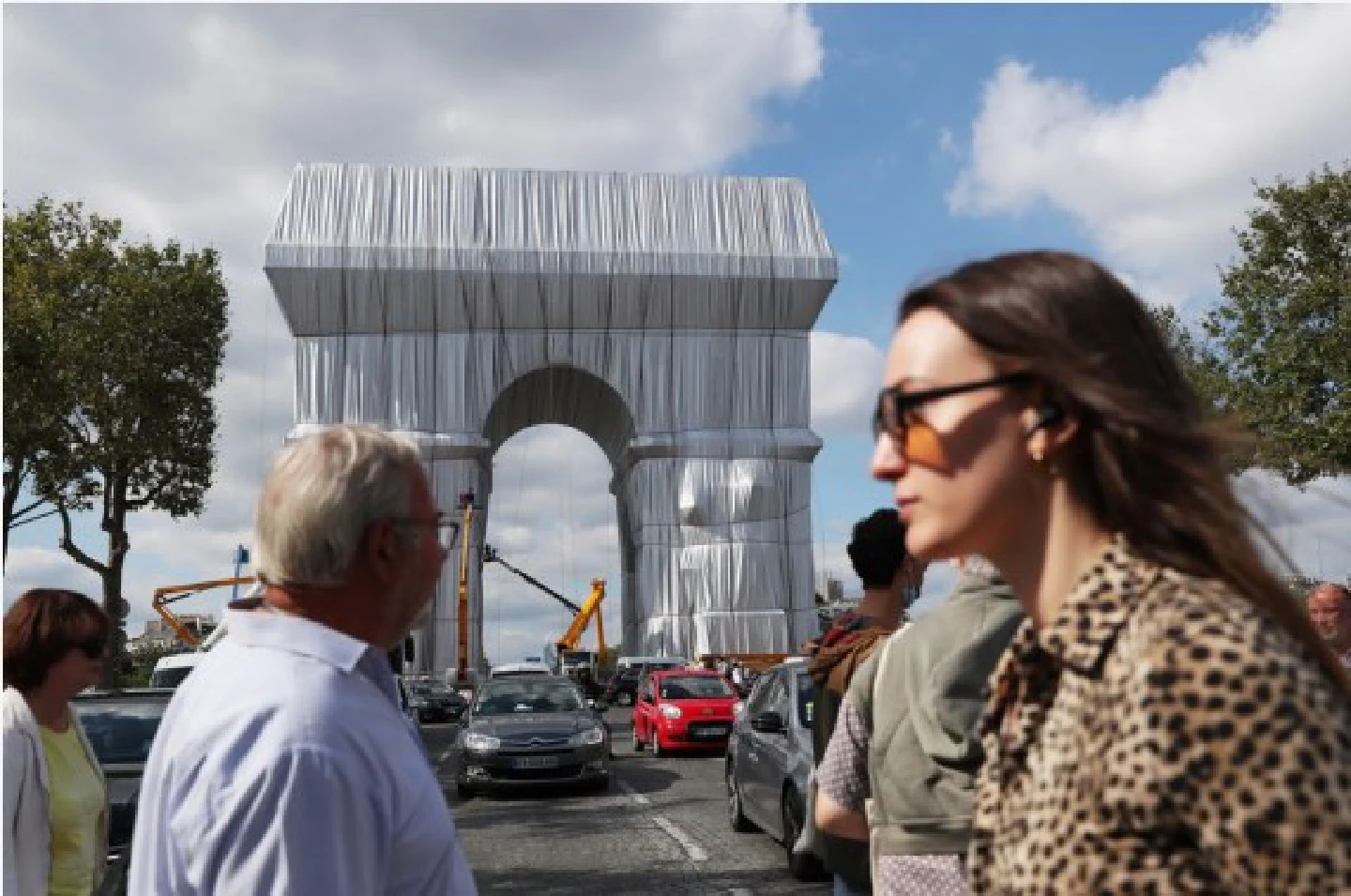 Arc de Triomphe in Paris wrapped as art installation