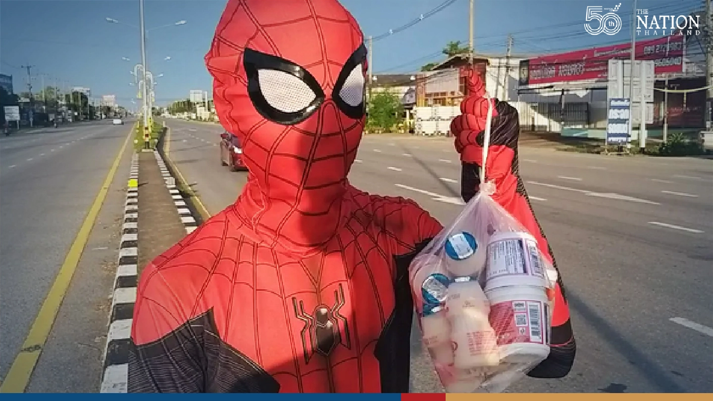‘Spider-Man’ swoops on busy junction to net college funds