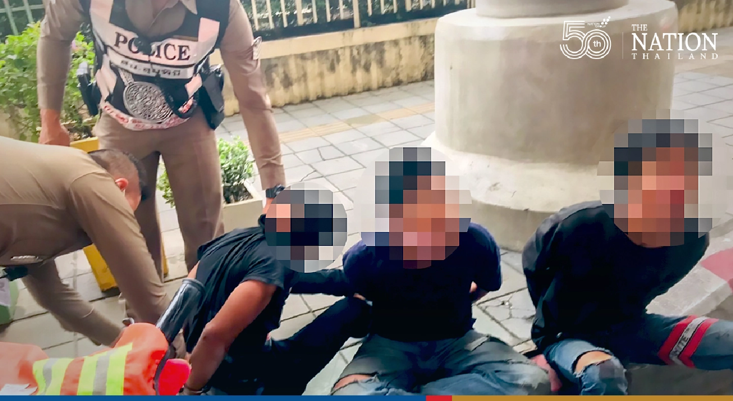 Three held for allegedly lobbing bomb at police car