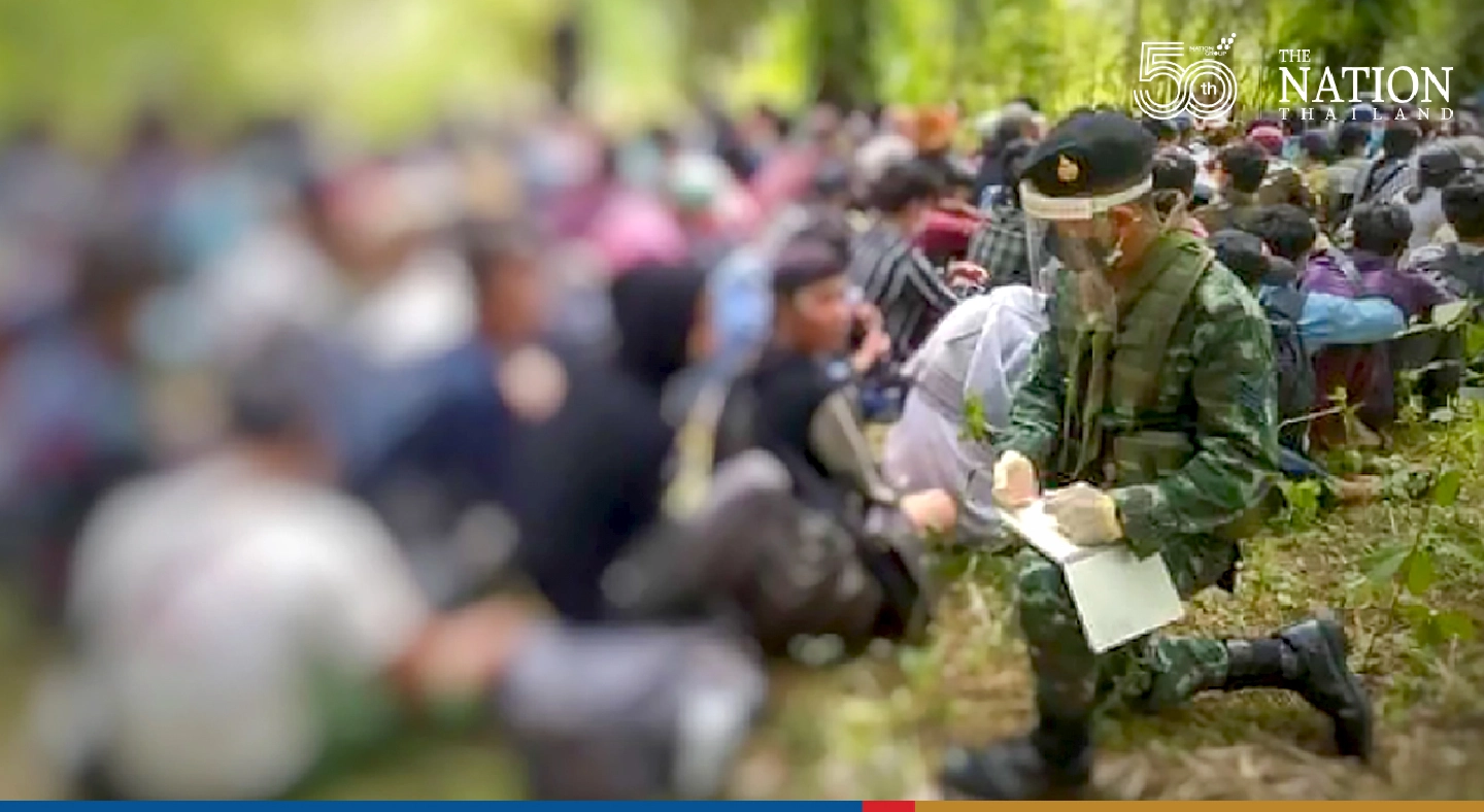 218 Myanmar nationals caught sneaking across the border in Kanchanaburi