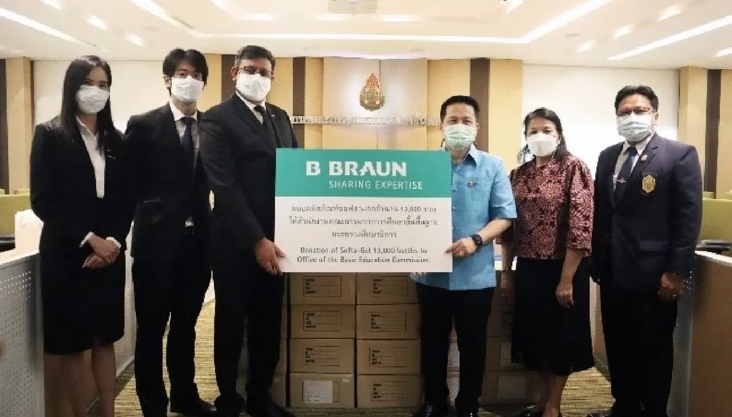 B.Braun donates 13,000 bottles of Softa-Gel hand sanitizer to schools across Thailand to reduce the risk of COVID-19 infection during school opening.