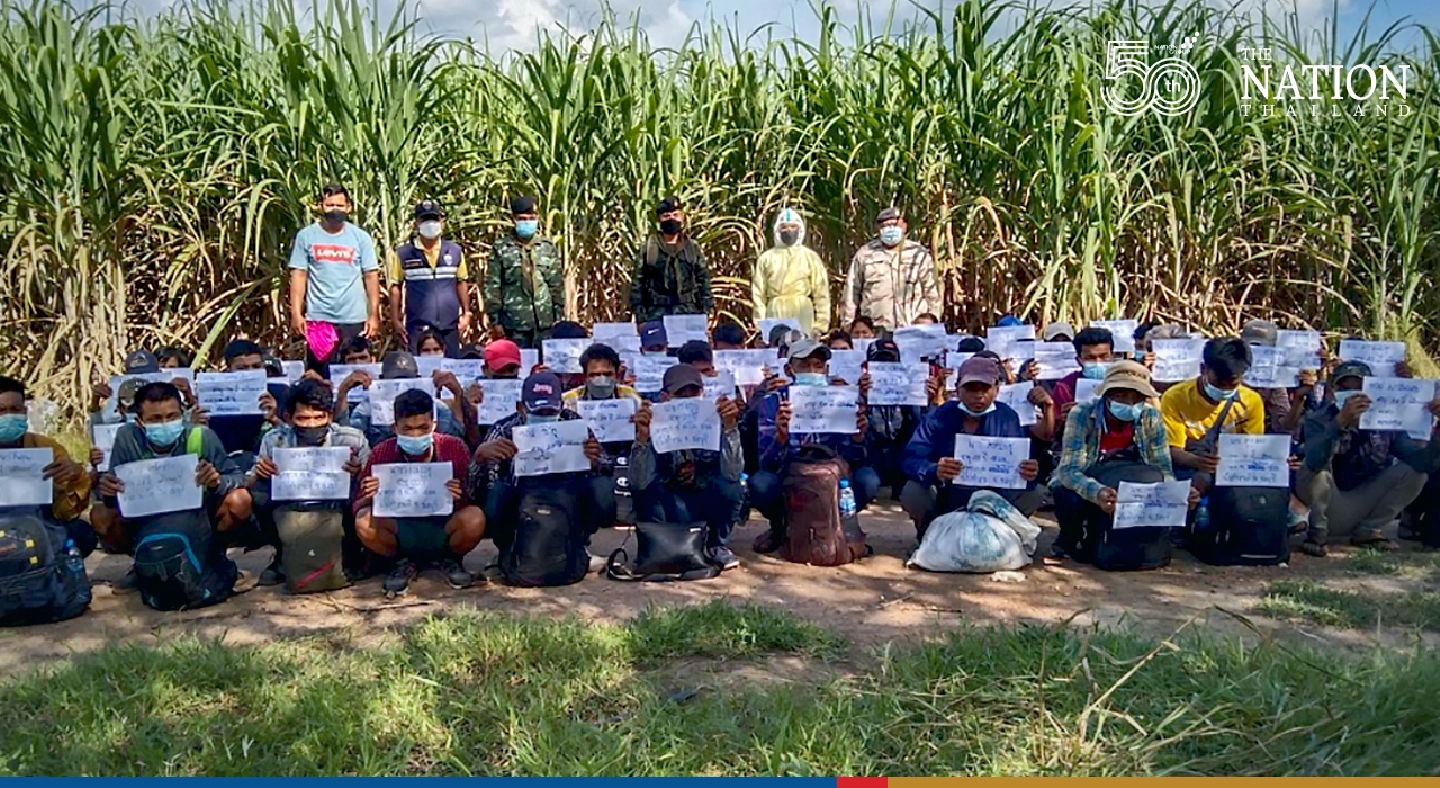 112 Myanmar nationals caught trying to slip across border in Kanchanaburi