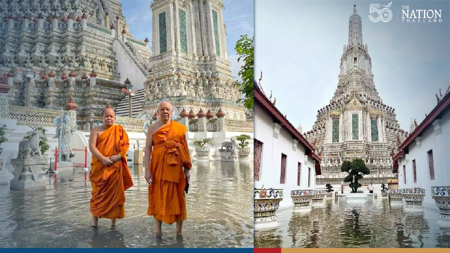 Chao Phraya bursts its banks, floods Temple of Dawn Chao Phraya bursts its banks, floods Temple of Dawn