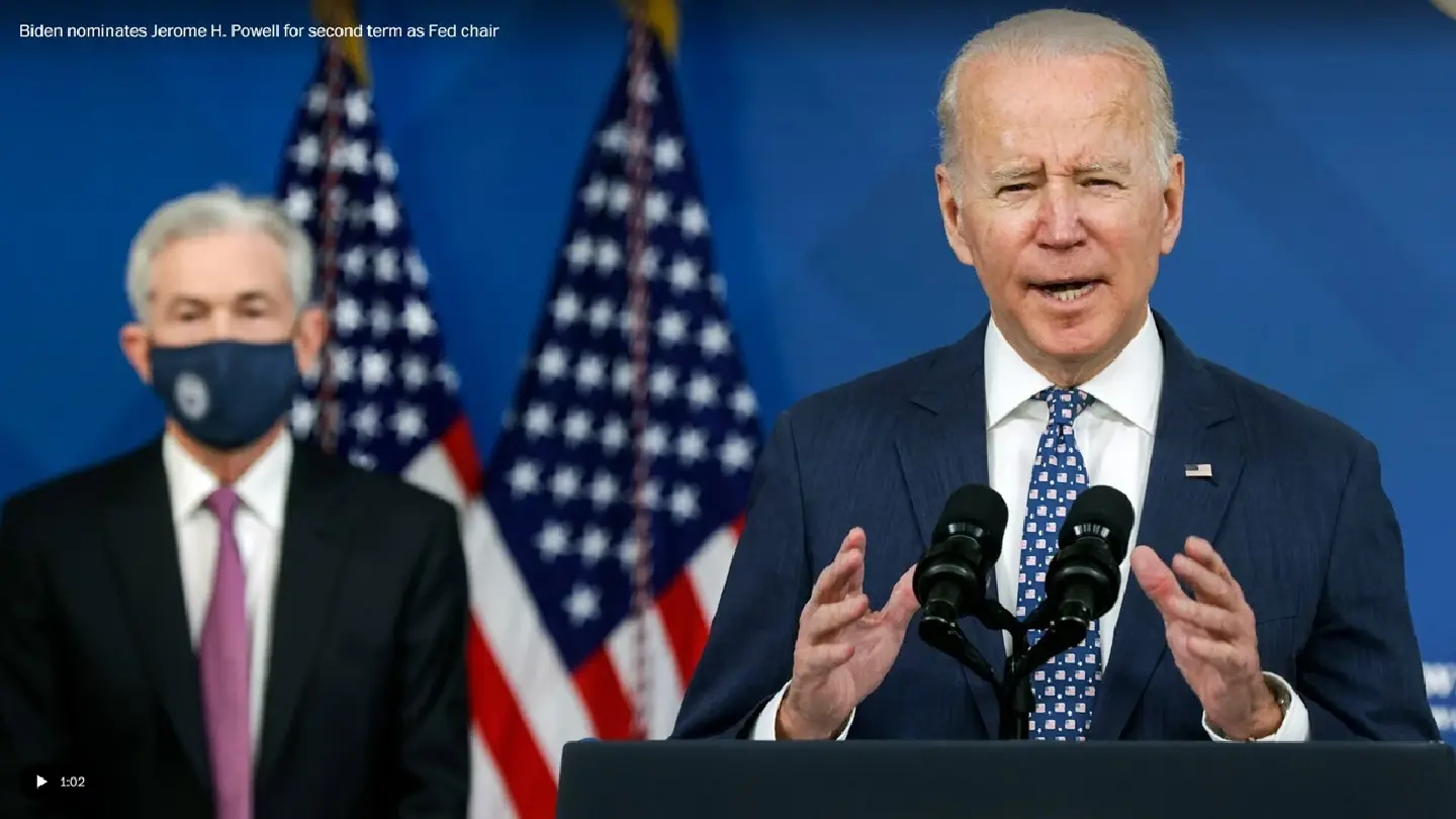 Biden taps Jerome Powell for second term as Fed chair, signaling continuity at central bank