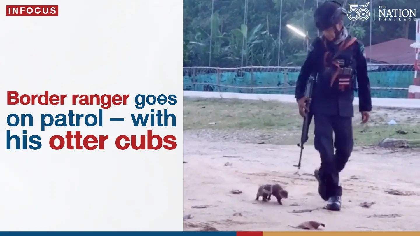 Border ranger goes on patrol – with his otter cubs
