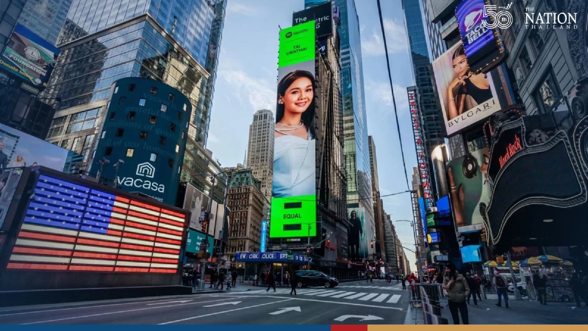 Tai becomes first luk thung singer to appear on Times Square billboard