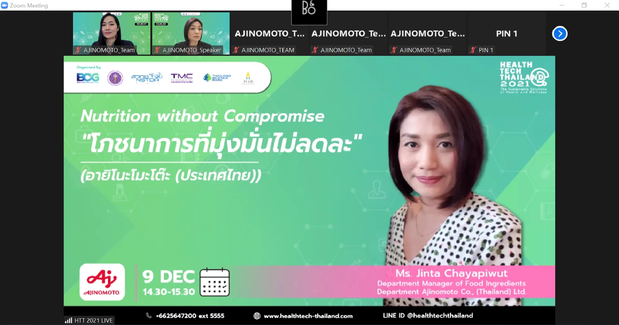 Ajinomoto joins online seminar in Health Tech Thailand 2021