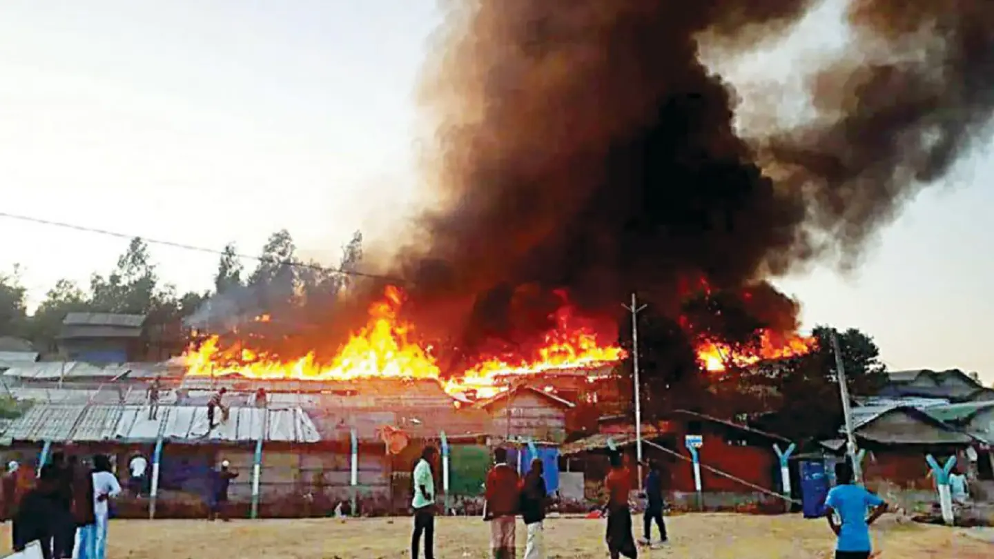 Fire ravages Rohingya refugee camp in Cox’s Bazaar again Fire ravages Rohingya refugee camp in Cox’s Bazaar again