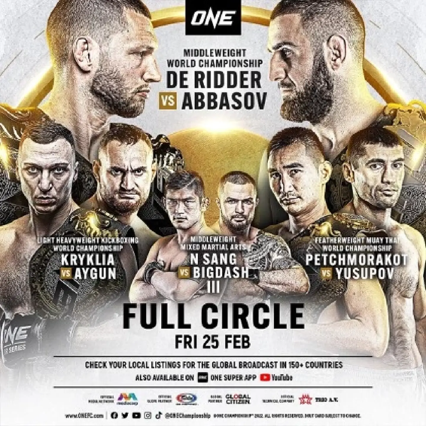 World Championship Triple-Header Announced for ONE: FULL CIRCLE on 25 February