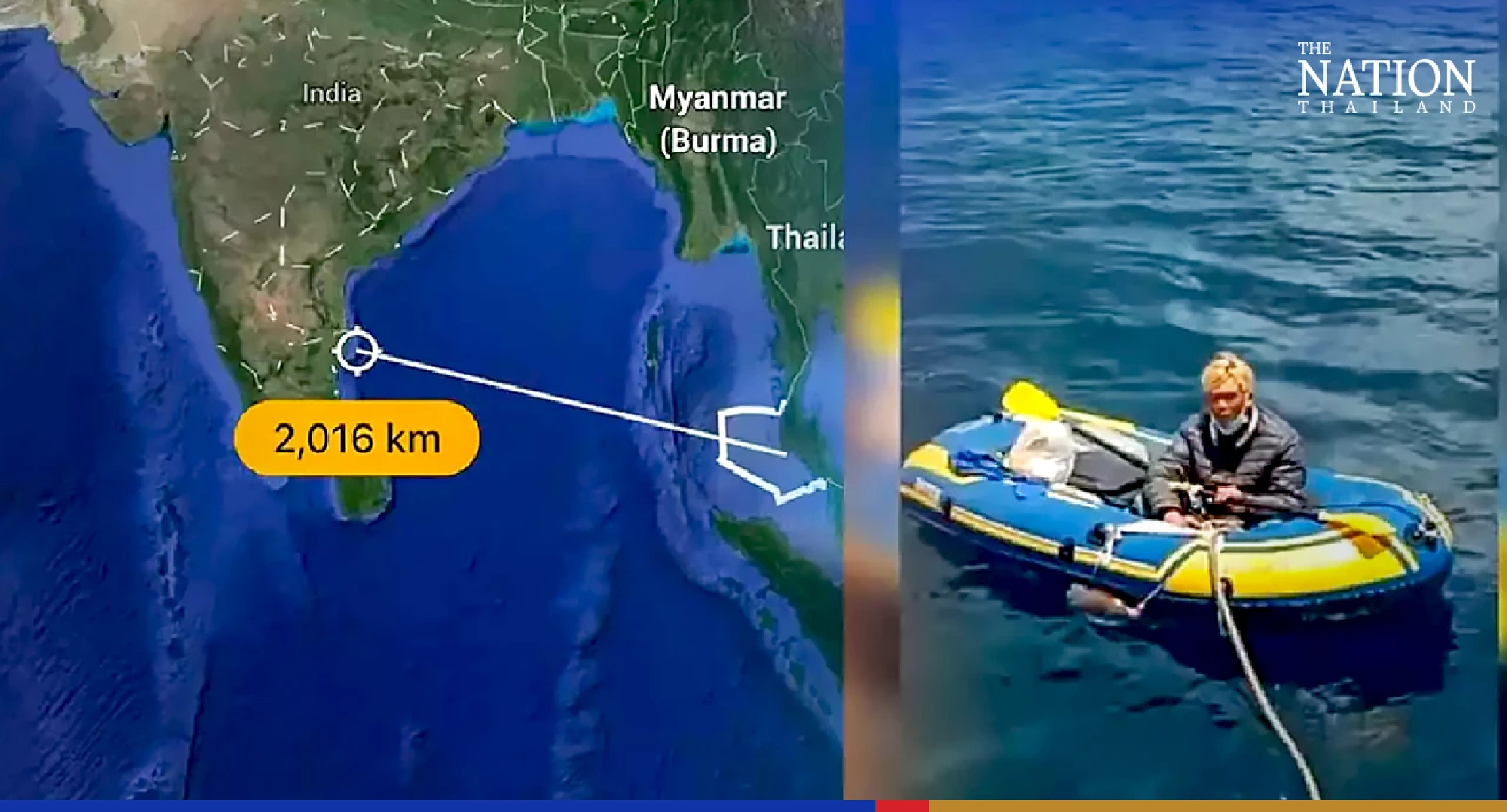 Vietnamese daredevil rescued by Thai Navy as he rows boat to India to meet wife