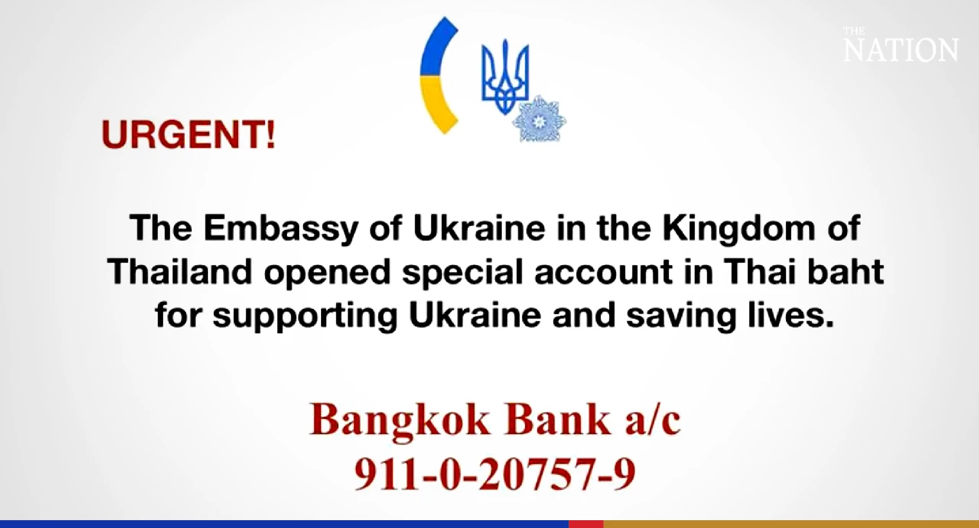 Ukraine Embassy in Bangkok accepting donations ‘to save lives’
