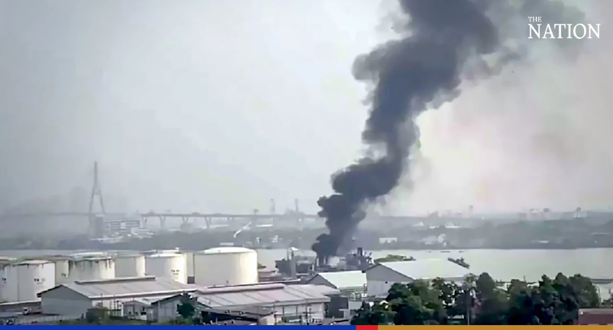 Three injured, one missing after oil tanker catches fire at Samut Prakan pier