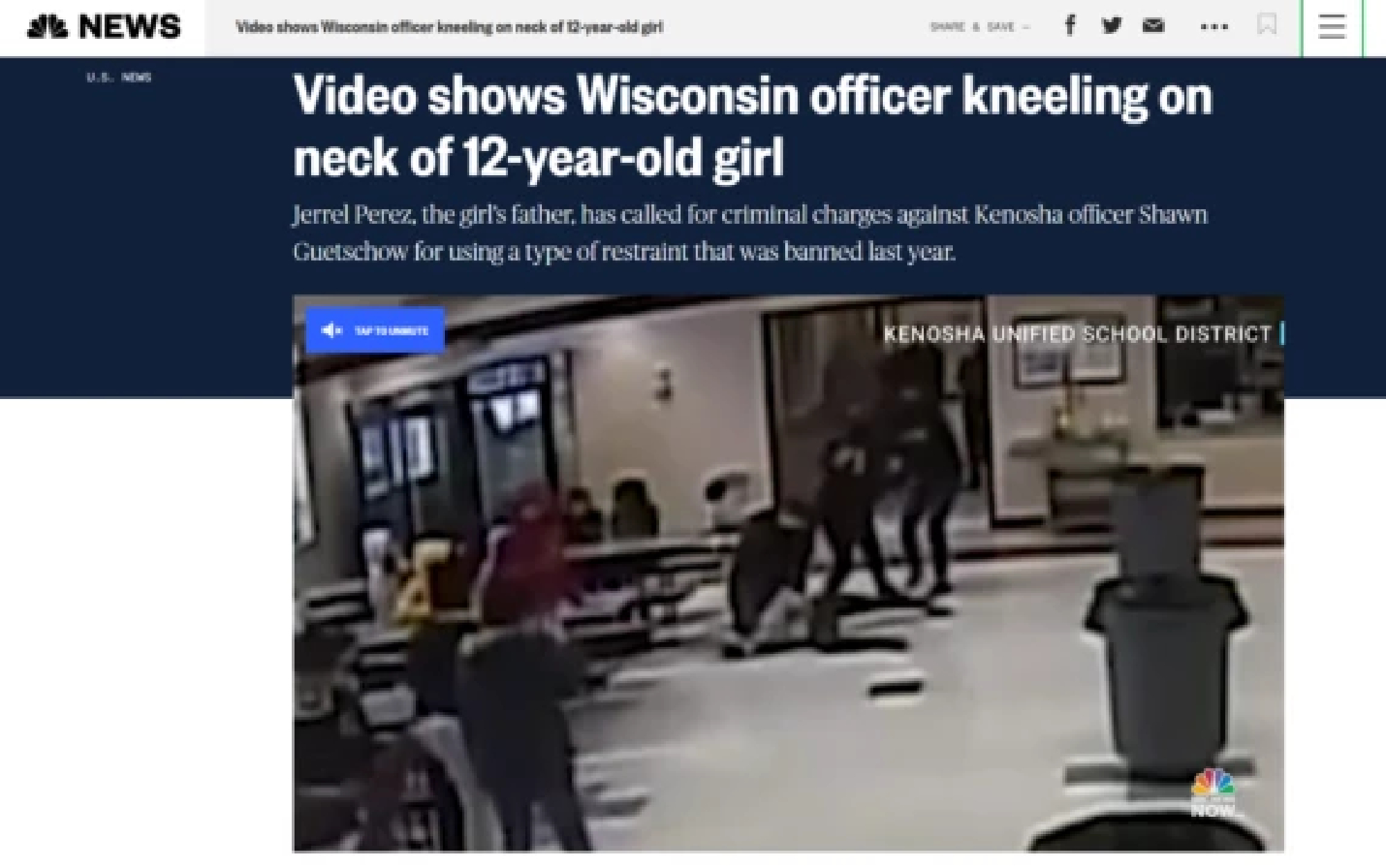 Wisconsin police officer accused of kneeling on girl's neck: NBC