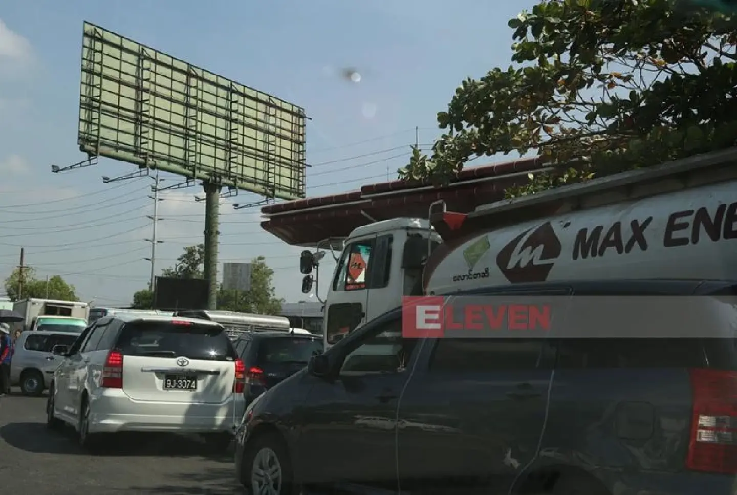 Limited sale of fuel in gas stations in Yangon makes a long queue of vehicles Limited sale of fuel in gas stations in Yangon makes a long queue of vehicles