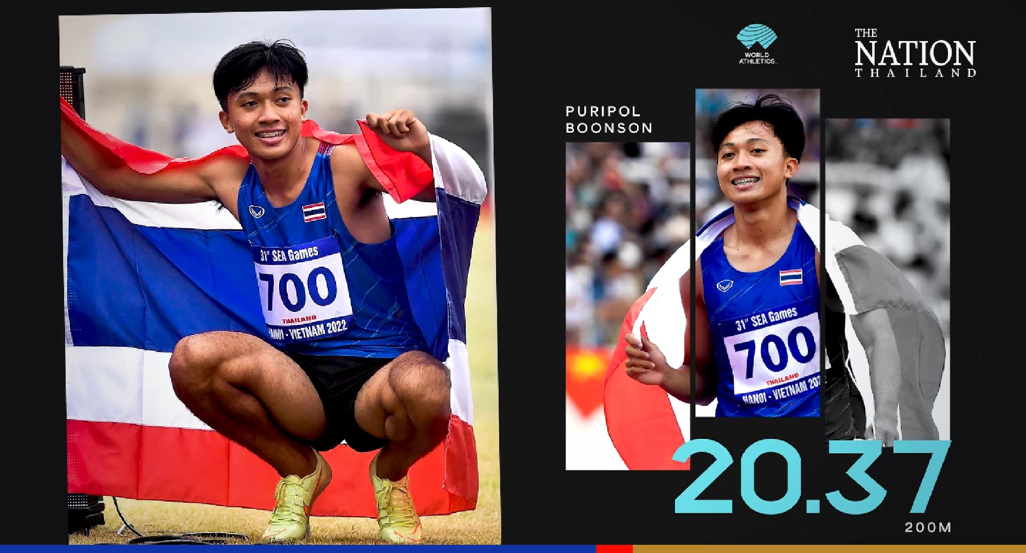 Puripol hailed by World Athletics after 3rd fastest 200m for his age