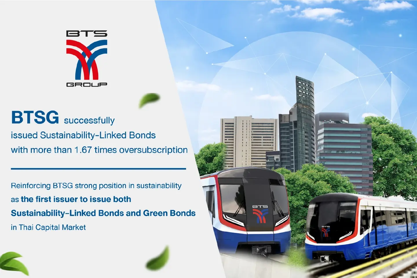 BTSG successfully issued Sustainability-Linked Bonds with more than 1.67 times oversubscription BTSG successfully issued Sustainability-Linked Bonds with more than 1.67 times oversubscription