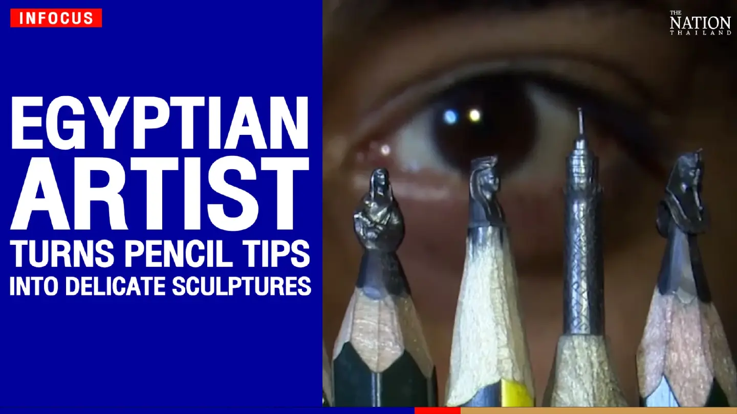 Egyptian artist turns pencil tips into delicate sculptures