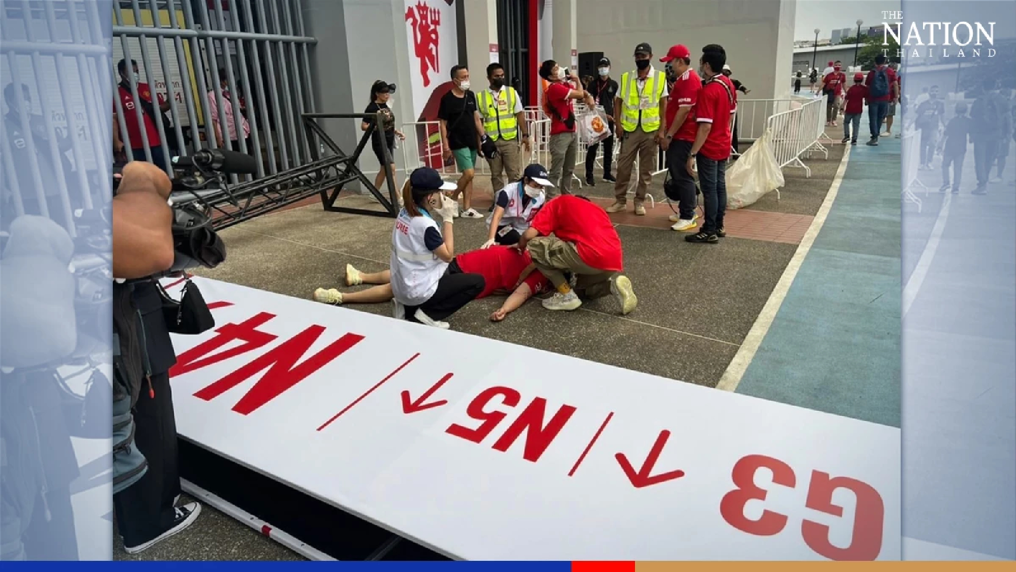 Man Utd fan felled by falling steel banner ahead of Liverpool clash