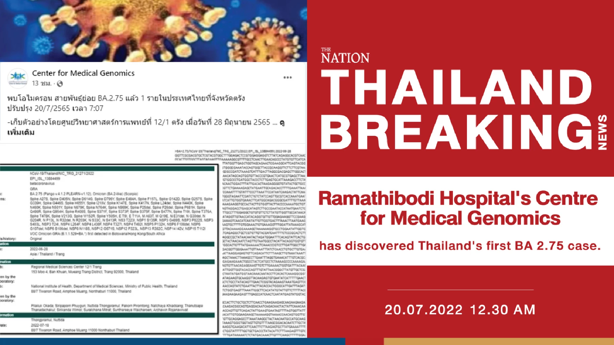 Ramathibodi discovers Thailand’s first Covid BA 2.75 case