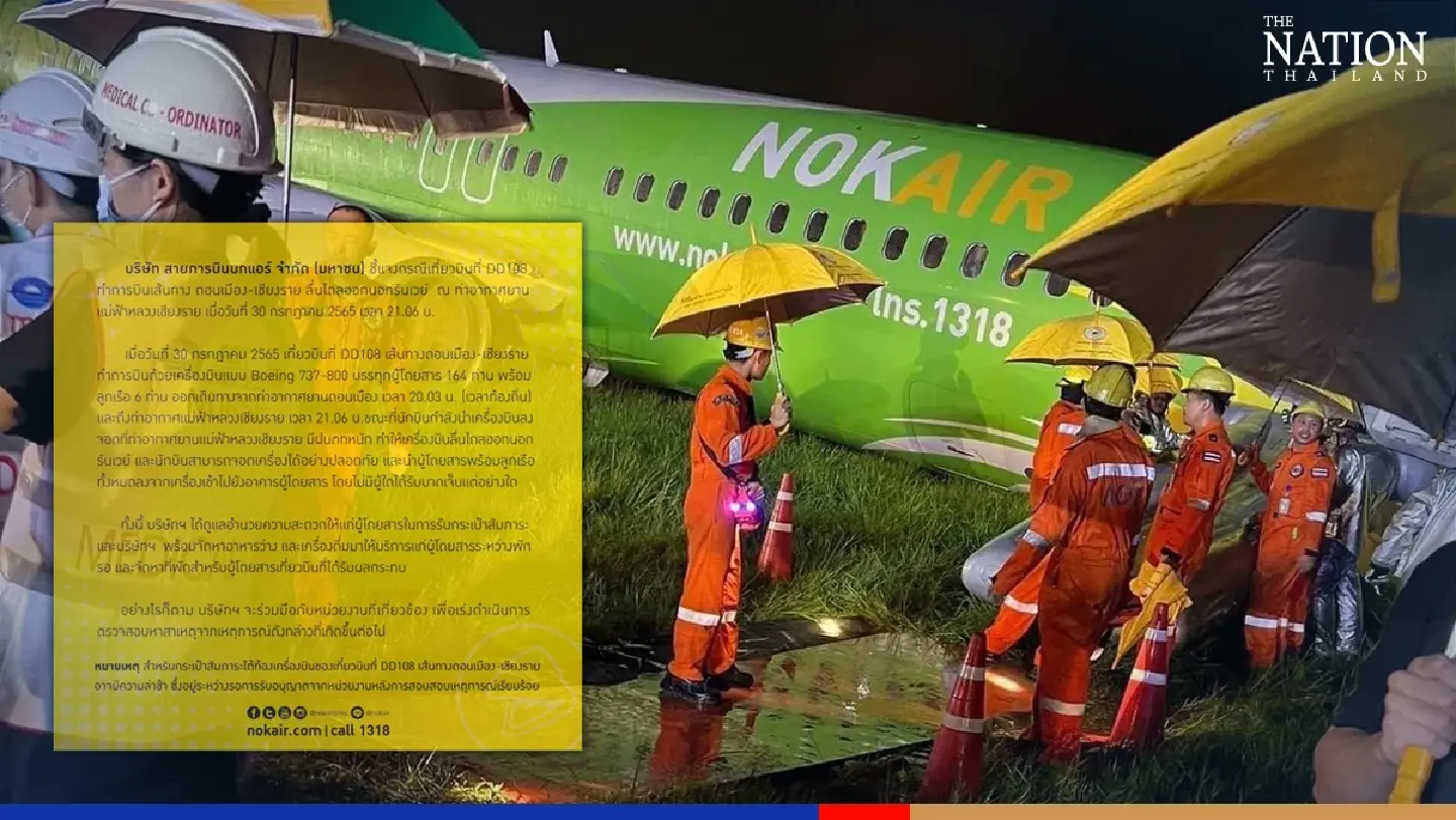 Nok Air flight slides off runway in Chiang Rai, nobody injured