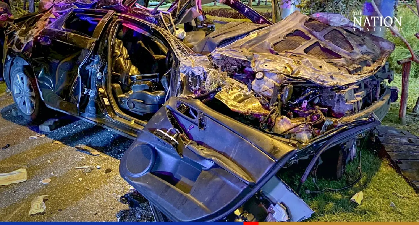Woman seriously injured as her car falls from Bangkok expressway