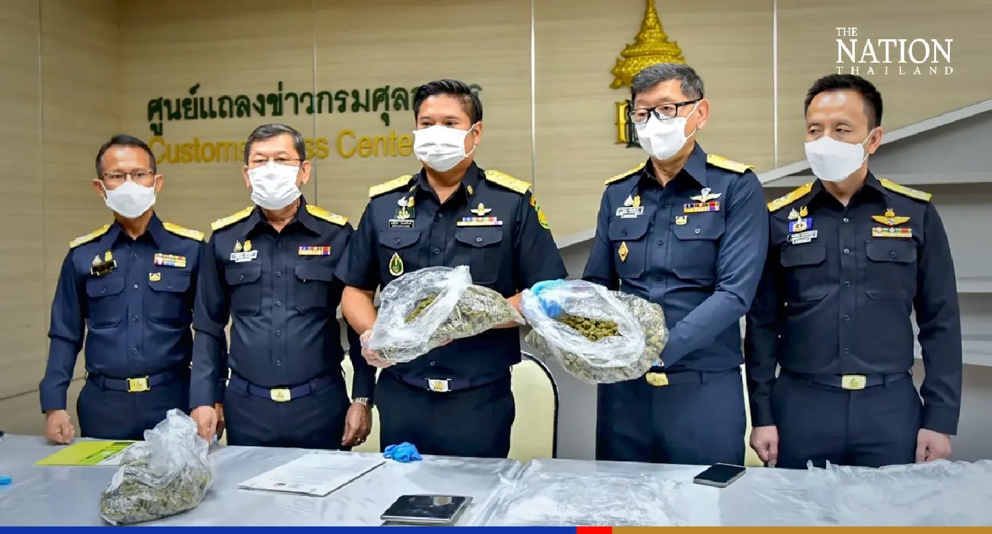 Customs seize 5.3kg of marijuana buds at Suvarnabhumi Airport Customs seize 5.3kg of marijuana buds at Suvarnabhumi Airport