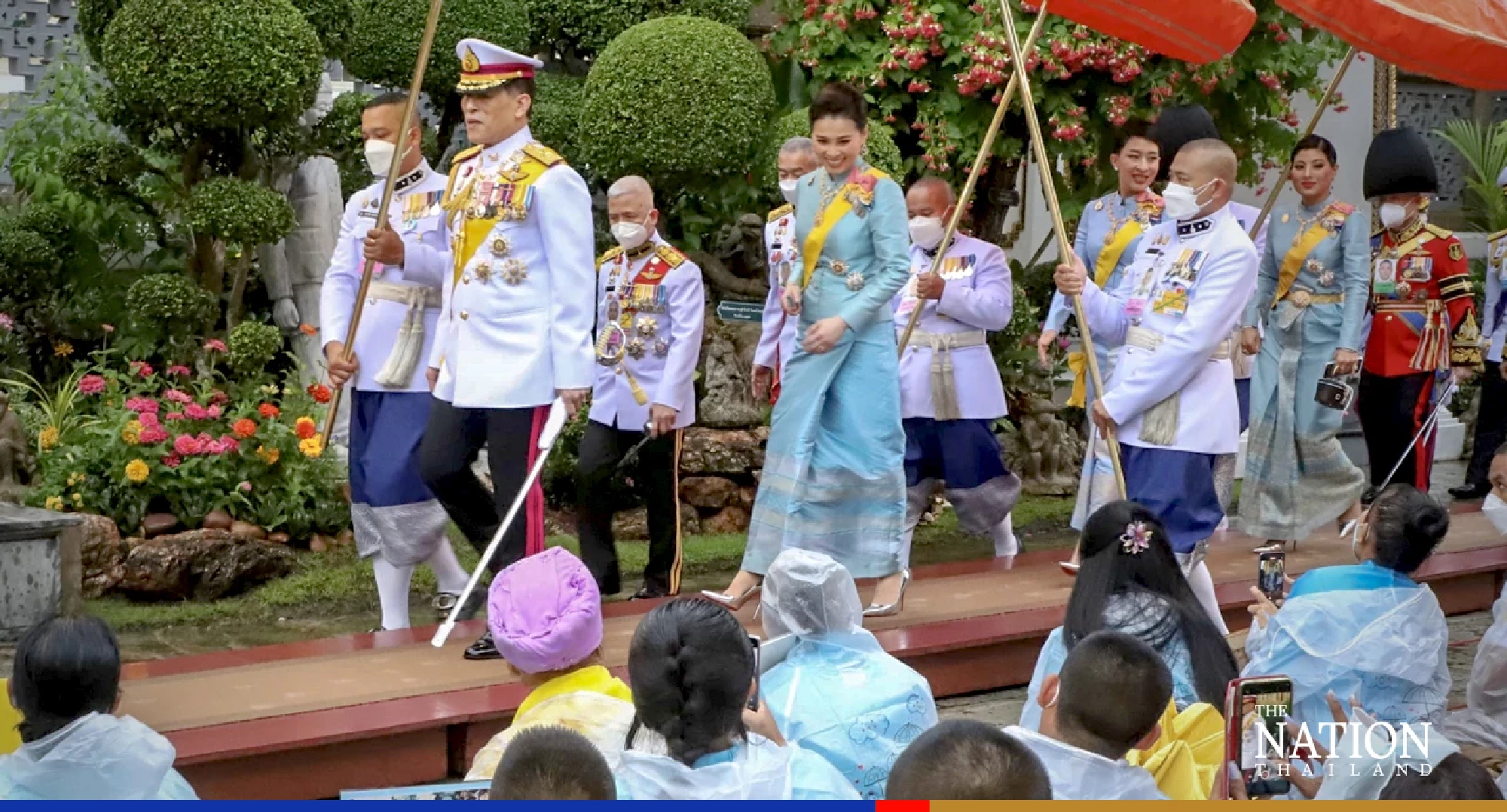 Their Majesties make merit to mark the Queen Mother’s 90th birthday