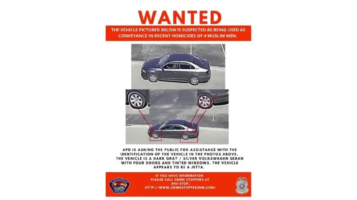 Police search for grey sedan in connection with four Muslim murders in New Mexico