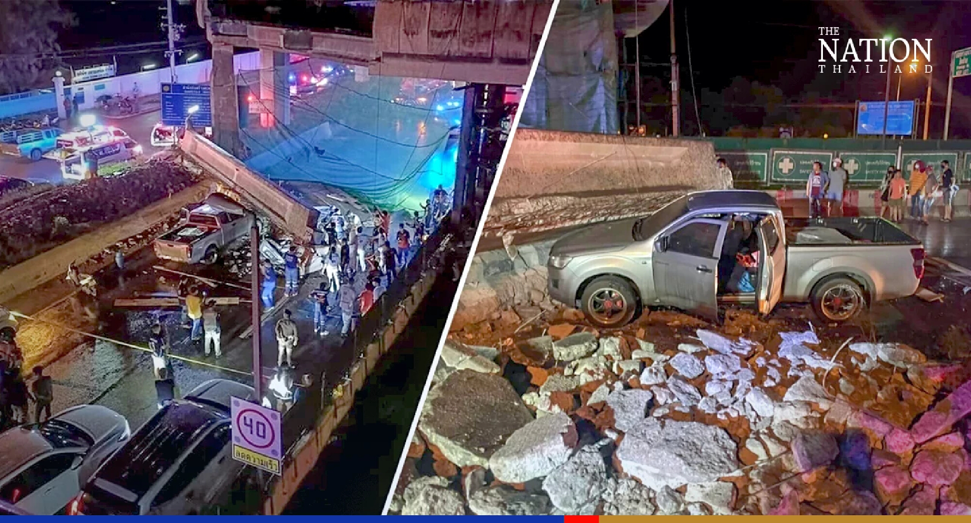 2 killed, 2 injured as beam slips off bridge on Rama II Road