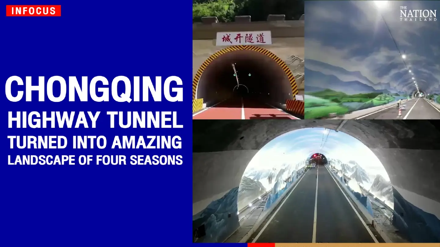Chongqing highway tunnel turned into amazing landscape of four seasons