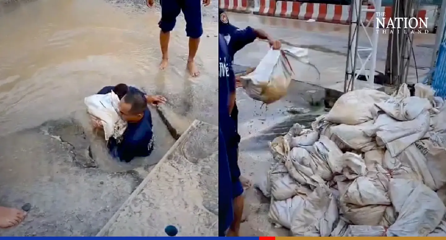 Sandbags in Lat Krabang sewer not an act of sabotage, Chadchart clarifies Sandbags in Lat Krabang sewer not an act of sabotage, Chadchart clarifies