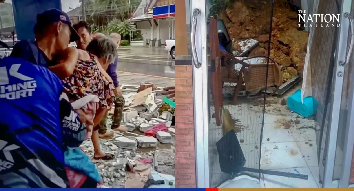 Old woman rescued from landslide as rains lash Koh Chang