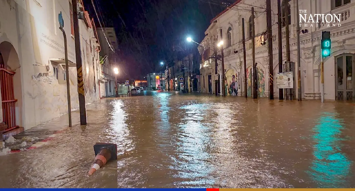Phuket old town under metre-deep flood after overnight storm
