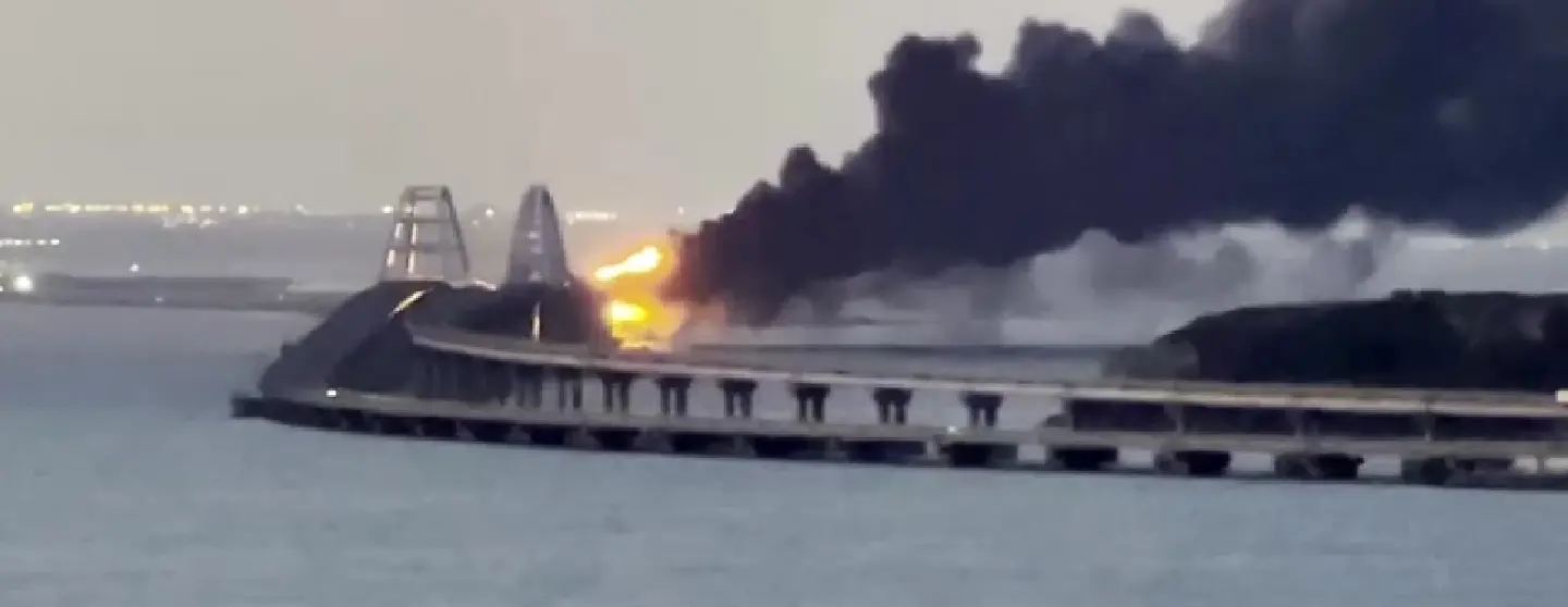 Fire on Crimea's Kerch Bridge after explosion reported by Ukraine media