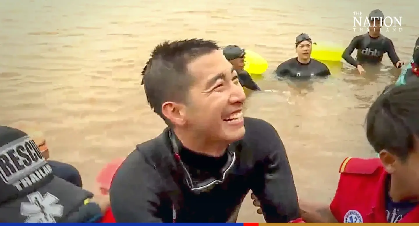 Tono battles currents and critics to complete first half of Mekong swim