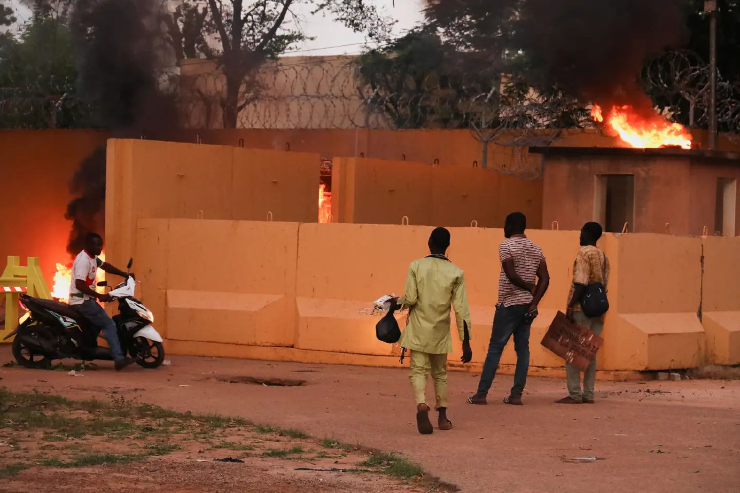 French embassy in Burkina Faso burns as protesters rally in support of coup