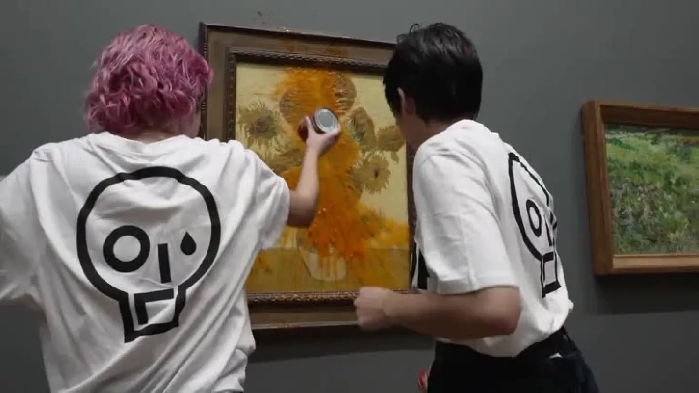 UK climate change protesters throw soup at van Gogh's 'Sunflowers'