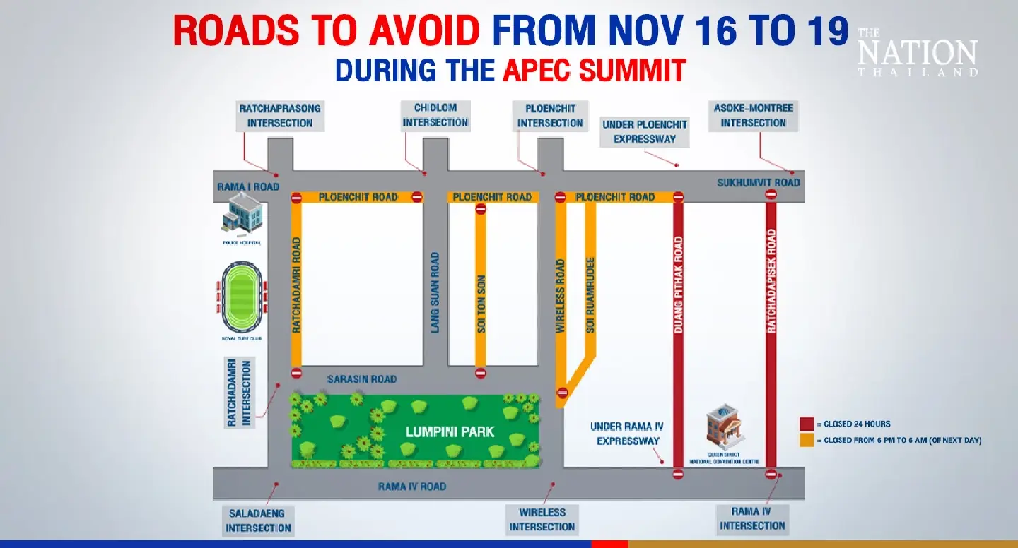Roads to avoid from Nov 16-19 during Apec Summit