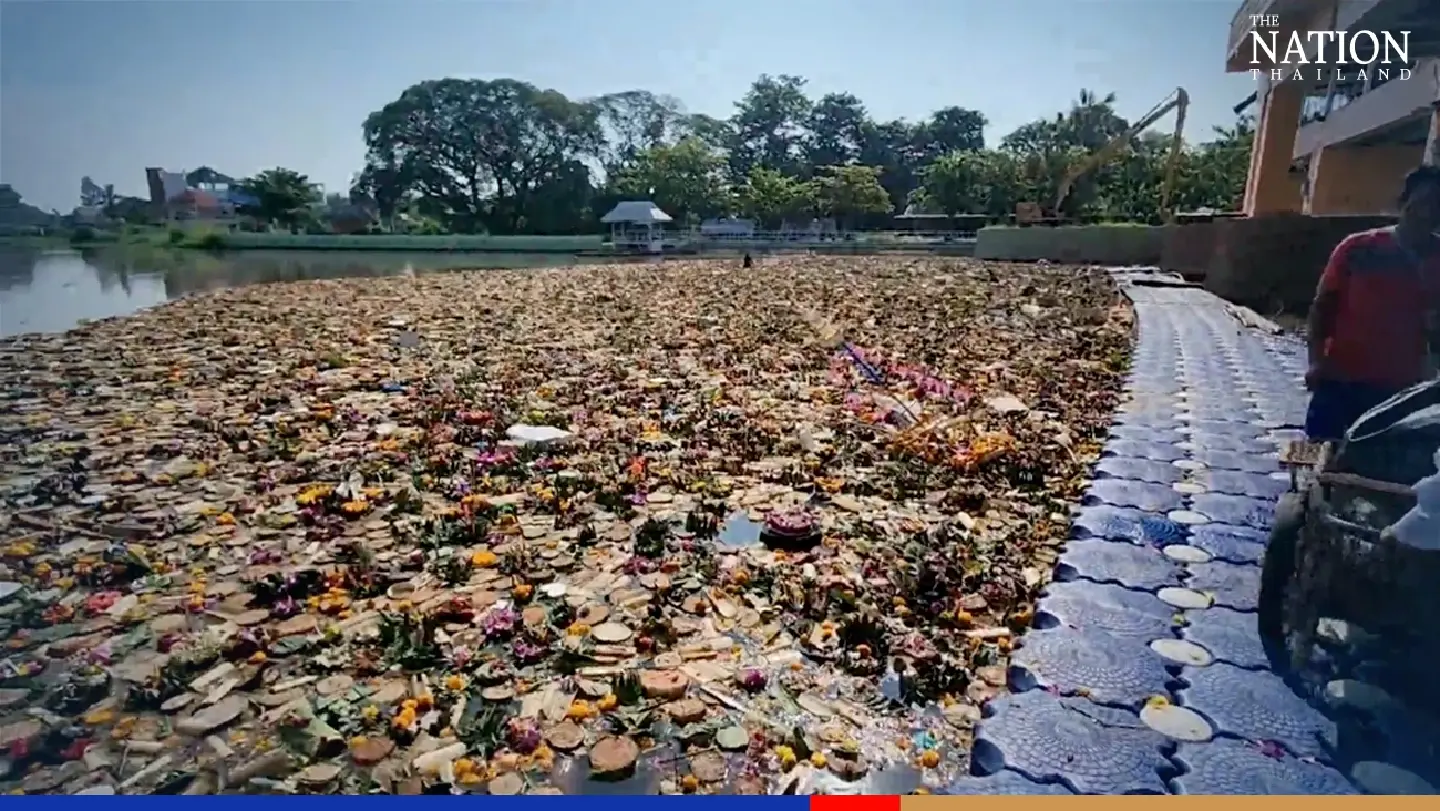 15 tonnes of krathong garbage retrieved from Chiang Mai river