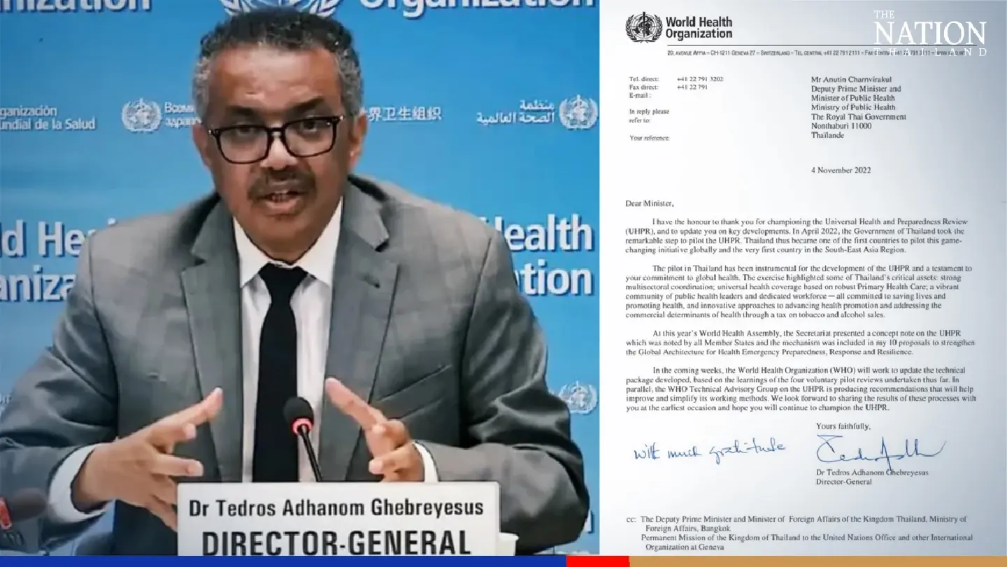 WHO praises Anutin for backing its universal health initiative